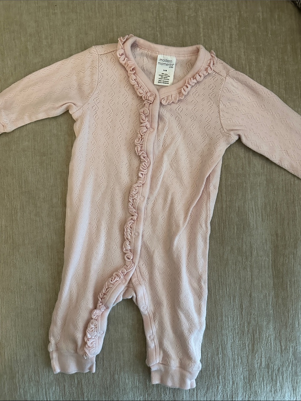 Gerber Soft Pink Ruffle-Trim Infant One-Piece